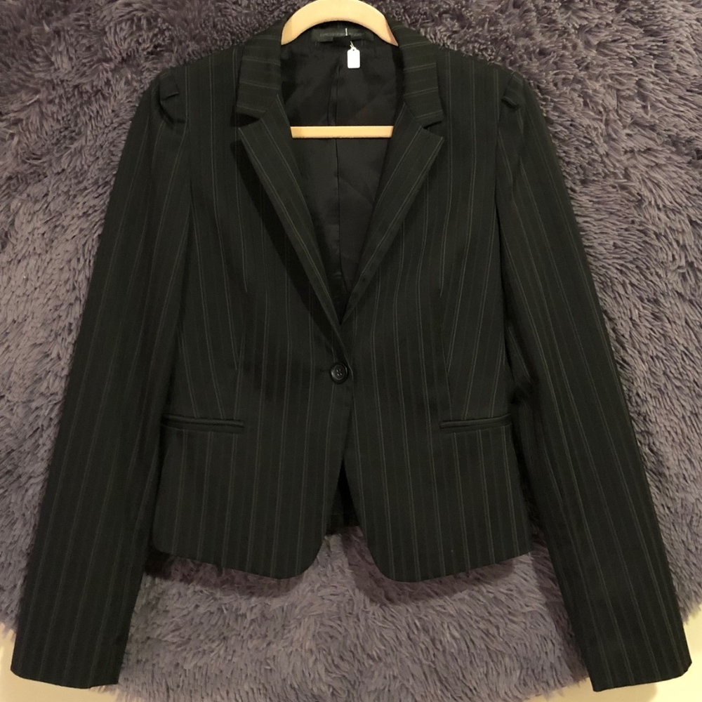 Black Cropped Pinstripe Blazer